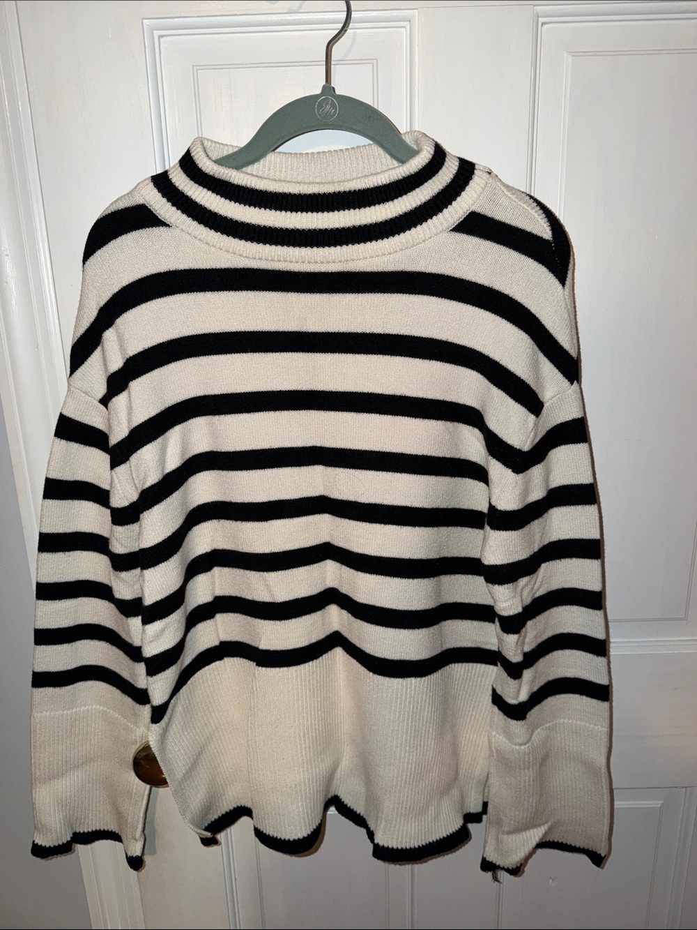 Striped Black & white mockneck Sweater